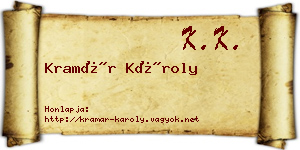 Kramár Károly névjegykártya