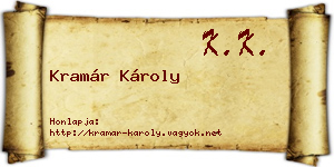 Kramár Károly névjegykártya